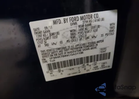 2012 Ford Explorer from USA, damaged, VIN 1FMHK7B89CGA31196